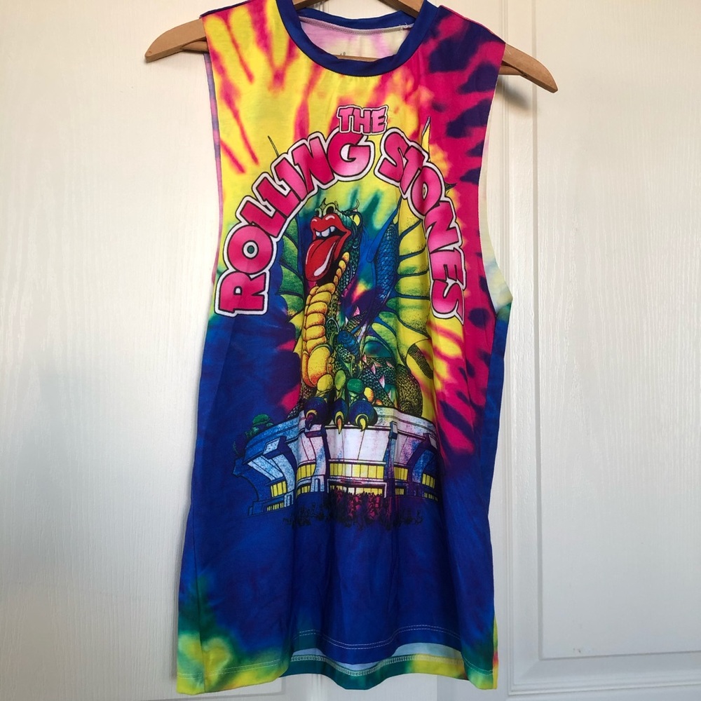 Rolling Stones Tie Dye Band Tank Top S/M - Picture 3 of 7